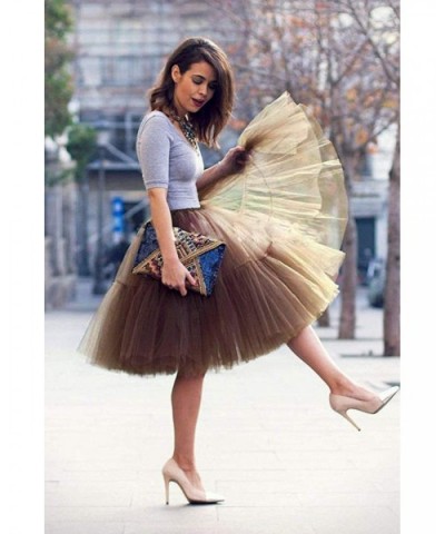 Adult Ballet Tutu Layered Organza Tutu Mini Skirt Women's Princess Petticoat for Prom Party - Ivory - CE18AGL2OHX $36.67 Slips