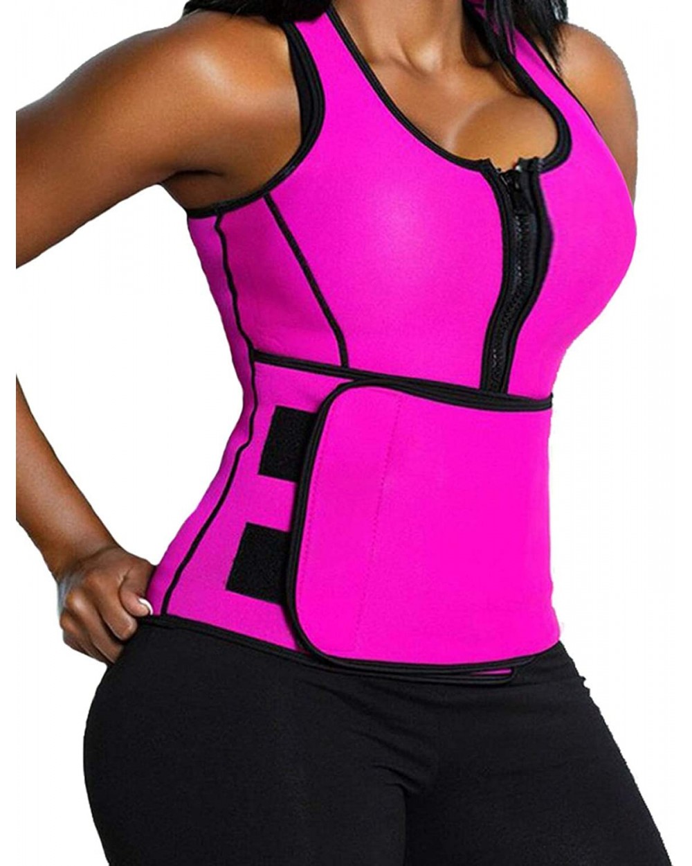 Sweat Vest for Women Neoprene Sauna Suit Tank Top Vest with Adjustable Shaper Trainer Belt - Dark Pink - C112NB60ZQY $39.71 S...