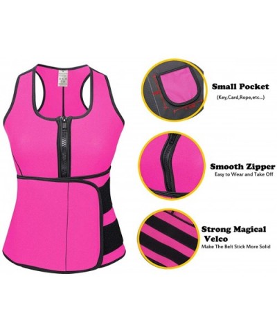 Sweat Vest for Women Neoprene Sauna Suit Tank Top Vest with Adjustable Shaper Trainer Belt - Dark Pink - C112NB60ZQY $39.71 S...