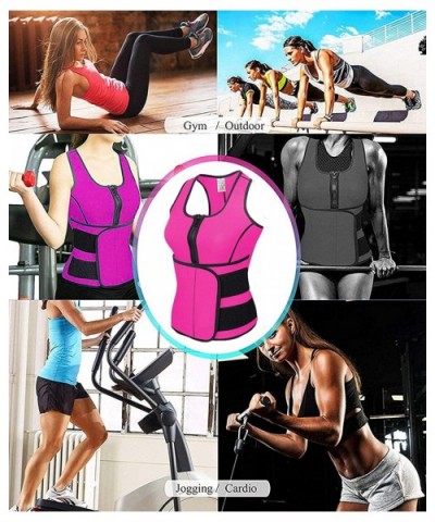 Sweat Vest for Women Neoprene Sauna Suit Tank Top Vest with Adjustable Shaper Trainer Belt - Dark Pink - C112NB60ZQY $39.71 S...