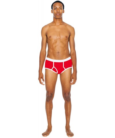 Men's Baby Rib Brief - Red - CR18XYGEREE $13.47 Briefs