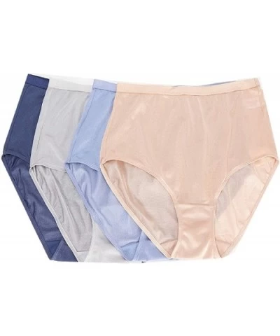 Breezies100% Nylon Full-Brief Panties - Blue - C818ZCLILZE $39.23 Panties