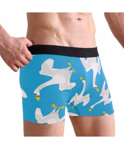 Black and White Soccer Ball Skin Men's Funny Boxer Brief with Ballpark Pouch No Ride up Underwear for Youth - Bird Swan - C71...