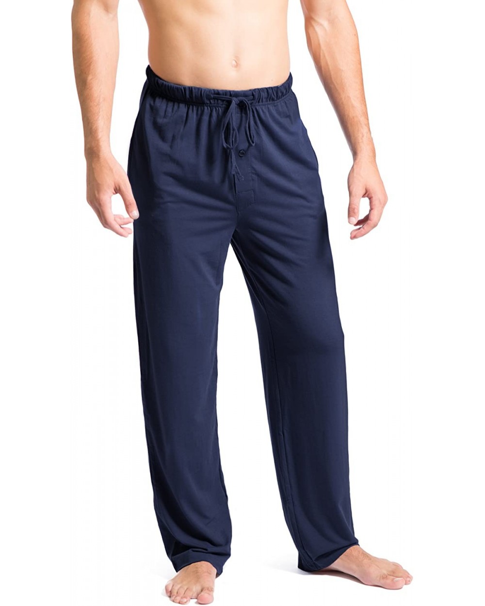 Men's Ecofabric Jersey Pajama Pant with Pockets Relaxed Fit - Navy - CZ12MY56G4L $57.31 Sleep Bottoms