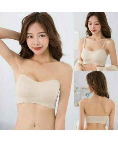 Laxchic Ice Silk Air Bra Breathable Soft Tube for Women Sleep Comfortable with Removable Pads - Beige - CM1996W5Z5N $27.86 Bras