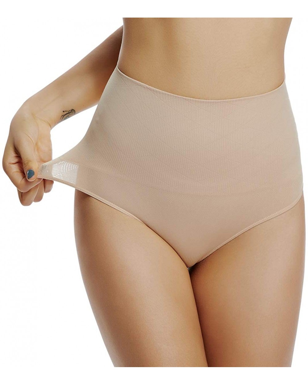 Women's Tummy Control Thong Shapewear High Waist Body Shaper Thongs Underwear - Nude-1 - CV18A2QL5DY $22.44 Panties