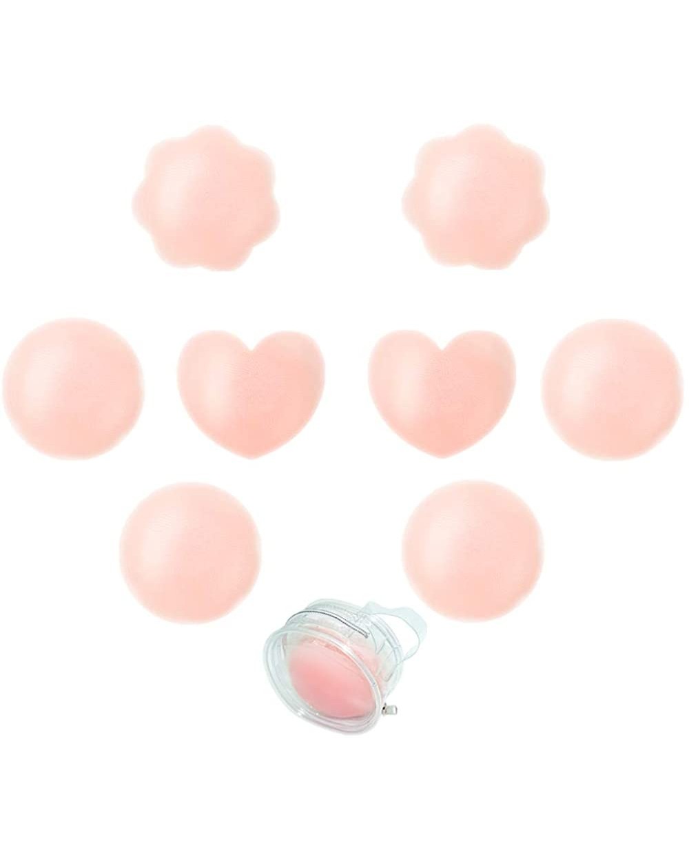 Silicone Pasties Adhesive Nipple Covers Reusable Breast Stickers Nippleless Bras with Waterproof Case Round Petal Heart Shape...