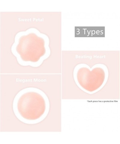 Silicone Pasties Adhesive Nipple Covers Reusable Breast Stickers Nippleless Bras with Waterproof Case Round Petal Heart Shape...