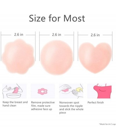 Silicone Pasties Adhesive Nipple Covers Reusable Breast Stickers Nippleless Bras with Waterproof Case Round Petal Heart Shape...