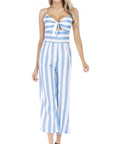 Womens Jumpsuits Strappy Striped Playsuit Bandage Bodysuit Party - Blue Striped - C418WC0X3H8 $29.19 Shapewear