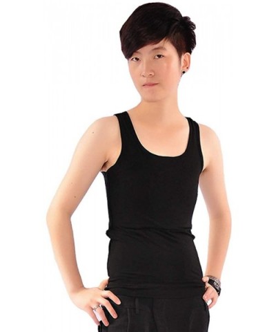 Cotton Long Tank Top Compression Chest Binder for Tomboy Trans Lesbian - Black - CY18A474GR3 $45.35 Shapewear