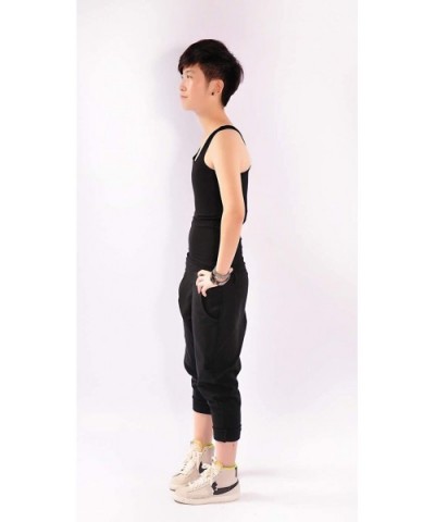 Cotton Long Tank Top Compression Chest Binder for Tomboy Trans Lesbian - Black - CY18A474GR3 $45.35 Shapewear