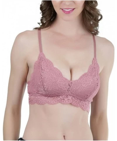 Women's Adjustable Strap Lace Bralette - Racerback - Dusty Pink - C91809L4N3Q $19.11 Bras