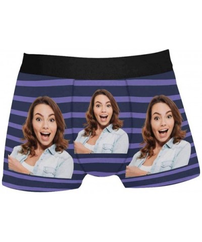 Custom Funny Face Boxers Briefs for Men Boyfriend- Customized Underwear with Picture Grigfriend Wife Photo All Gray Stripe - ...