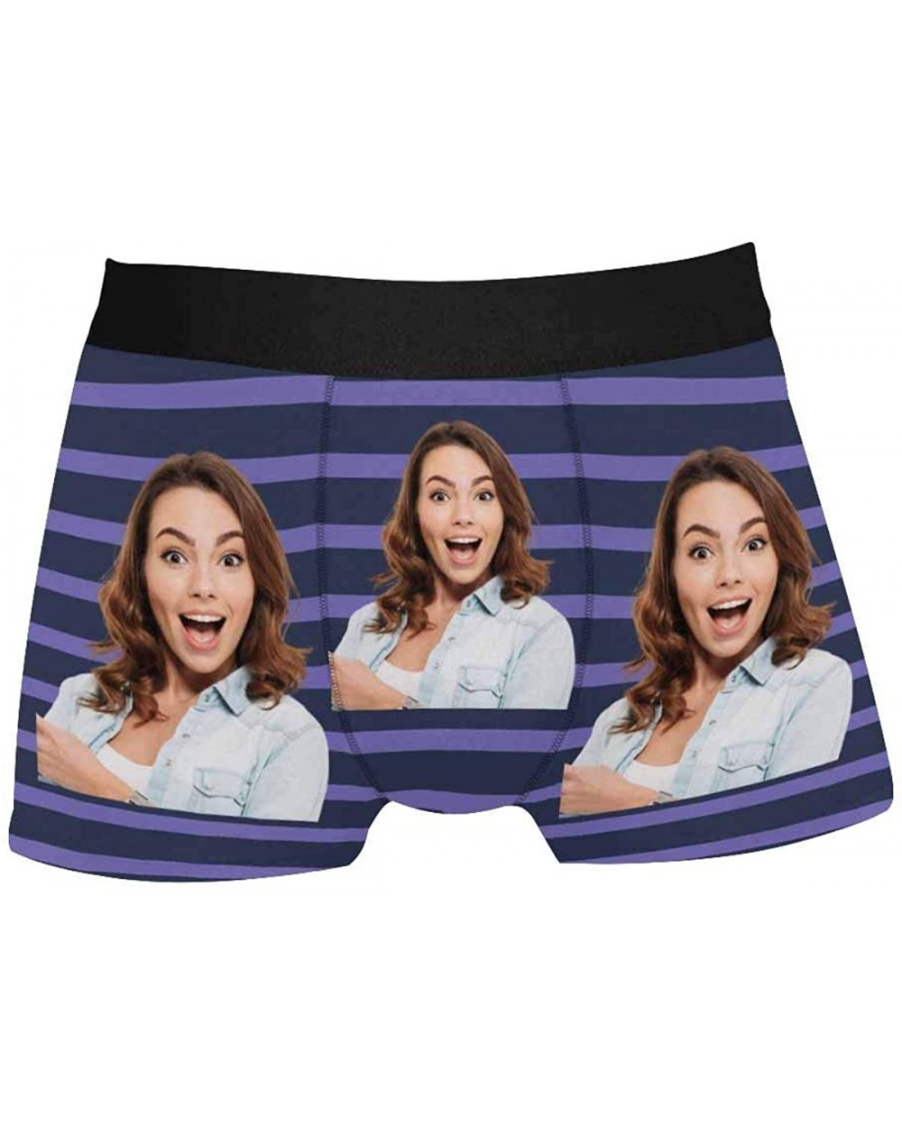 Custom Funny Face Boxers Briefs for Men Boyfriend- Customized Underwear with Picture Grigfriend Wife Photo All Gray Stripe - ...