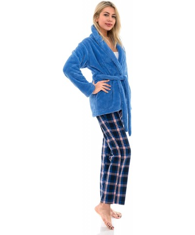 Women's Bed Jacket Fleece Cardigan Cuddly Robe - Cornflower Blue - C618CKH3R72 $49.07 Robes