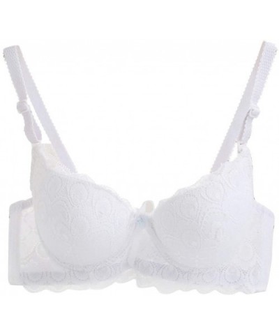 Women 3/4 Cup Lace Bras Sexy Brassiere Push Up Lingeries Comfortable Basic Plain Lingerie - White - CV18SGGZK69 $12.34 Bras