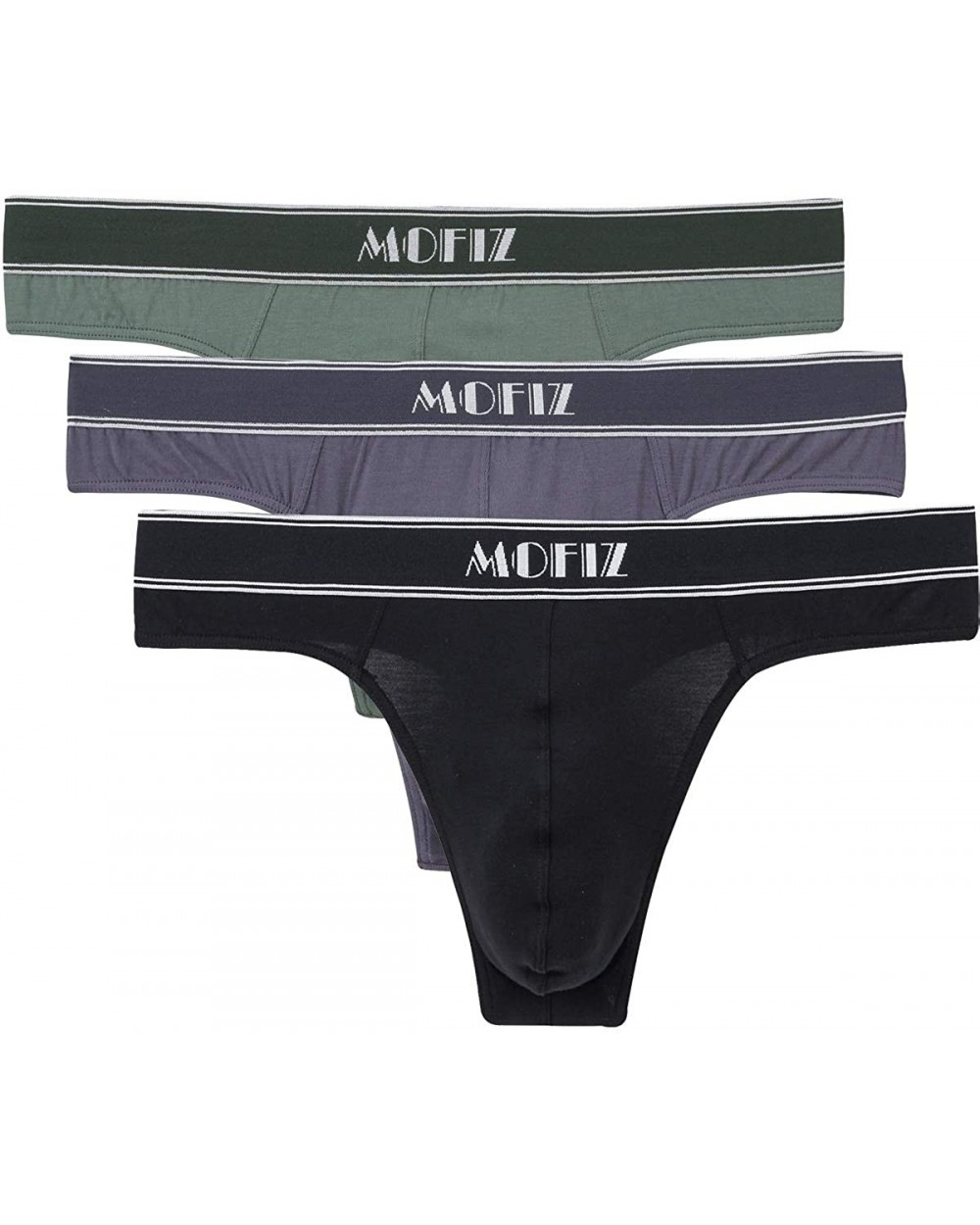 Mens Bikini Boxer Briefs Underwear Comfortable Breathable 3Pack - Black/Deep Gray/ Green - CG18YIQRHHK $42.12 G-Strings & Thongs