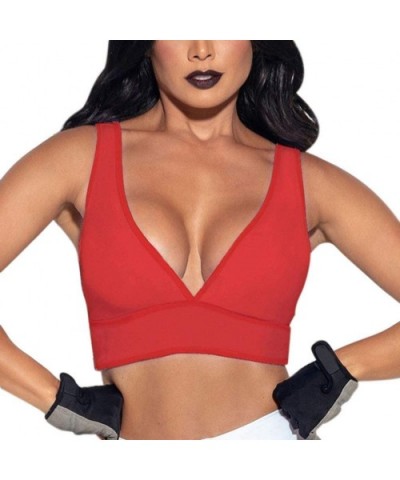 Women Casual Slim Sleeveless Tank Tops Crop Top Backless Fitness Vest - Red - CA18TUMQ4TO $16.19 Garters & Garter Belts