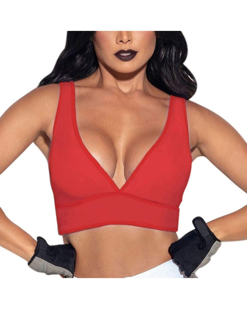 Women Casual Slim Sleeveless Tank Tops Crop Top Backless Fitness Vest - Red - CA18TUMQ4TO $16.19 Garters & Garter Belts