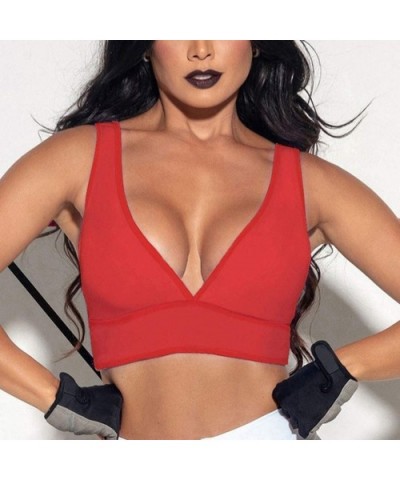 Women Casual Slim Sleeveless Tank Tops Crop Top Backless Fitness Vest - Red - CA18TUMQ4TO $16.19 Garters & Garter Belts