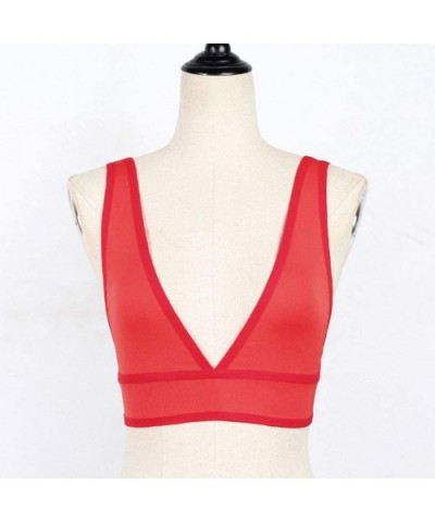 Women Casual Slim Sleeveless Tank Tops Crop Top Backless Fitness Vest - Red - CA18TUMQ4TO $16.19 Garters & Garter Belts