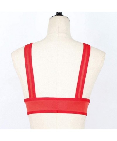 Women Casual Slim Sleeveless Tank Tops Crop Top Backless Fitness Vest - Red - CA18TUMQ4TO $16.19 Garters & Garter Belts