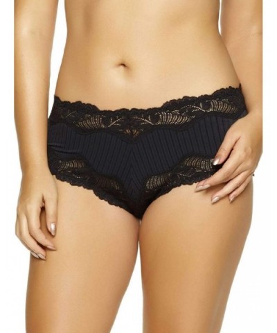 Felina | Paramour | Stripe Delight Lace Hipster Panty | 4-Pack | Black & Fawn - Black Fawn - CH18CMQCYX2 $75.93 Panties