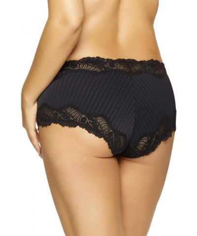 Felina | Paramour | Stripe Delight Lace Hipster Panty | 4-Pack | Black & Fawn - Black Fawn - CH18CMQCYX2 $75.93 Panties