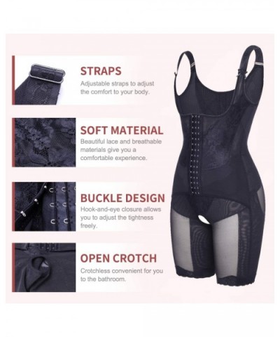 Womens Full Body Shaper Waist Cincher Seamless Smooth Bodysuit Shapewear Open Bust Thin Leg - Black - CP18SUYCHUD $45.05 Shap...