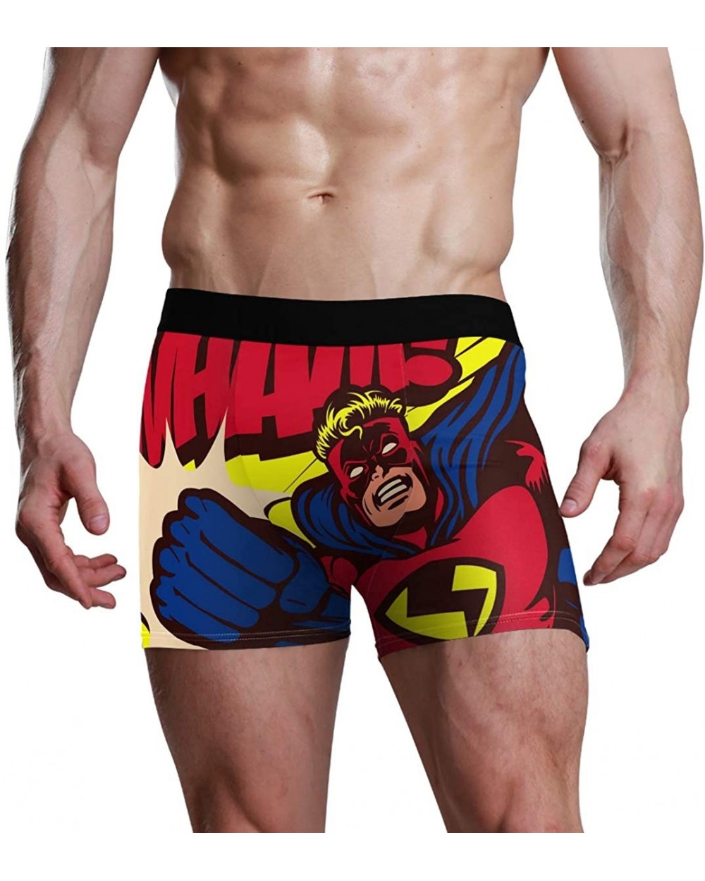 Men's No Ride-up Boxer Briefs Comfortable Breathable 1 Pack Underwear - Superhero - CB18TR2KRUL $19.68 Boxer Briefs