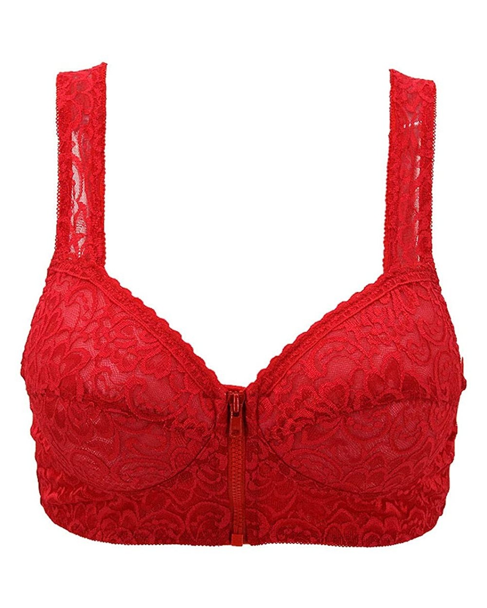 Sexy Underwear- Women Casual Massage Front Zip Wire-Free Supportive Sleep Bra Adjustable Bras - Watermelonred - CD18Y974DGC $...