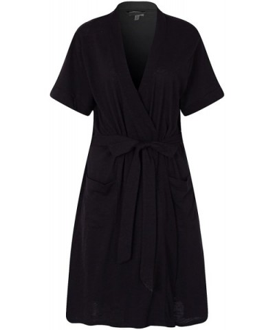 Women's Short Sleeve Cotton Bathrobe Robe Size XRHW2753 - Black - C01839M9ROO $38.92 Robes