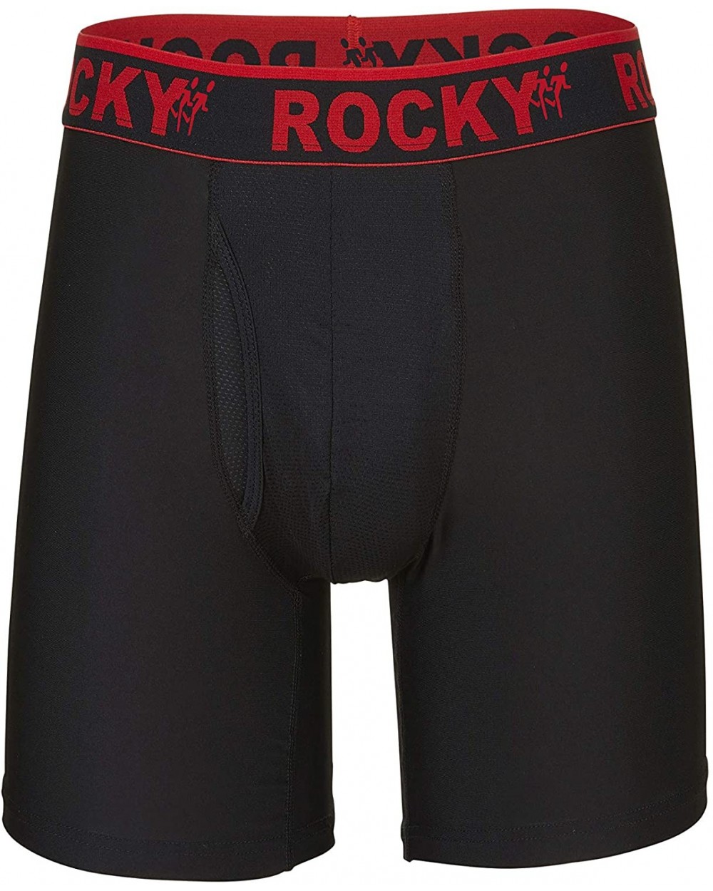 Men's Boxer Brief 1 Pack Performance Underwear 9" Spandex Compression Shorts - Black With Red Waistband - CY183QDIXCY $20.73 ...