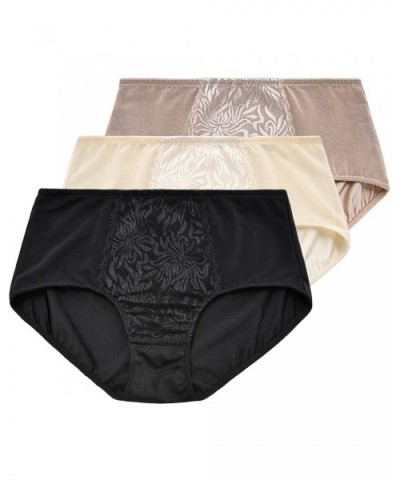 Women's Underwear Lace Briefs High Waist Soft Breathable Ladies Panties Multipack - Black-beige-toffee - CQ194TH78EA $34.46 P...