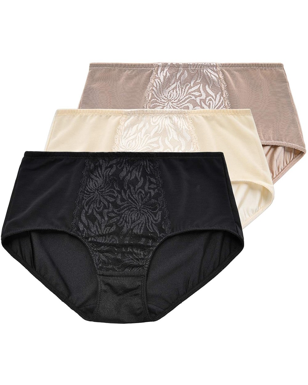 Women's Underwear Lace Briefs High Waist Soft Breathable Ladies Panties Multipack - Black-beige-toffee - CQ194TH78EA $34.46 P...