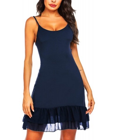 Women's Full Slip Adjustable Spaghetti Strap Cami Under Dress Extender - 2-navy Blue - CK188E6UZ3D $18.18 Slips