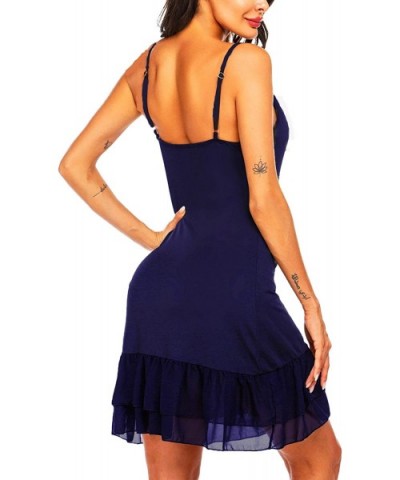 Women's Full Slip Adjustable Spaghetti Strap Cami Under Dress Extender - 2-navy Blue - CK188E6UZ3D $18.18 Slips