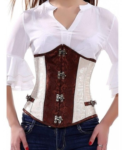 Women's&Lady's Sexy PU Leather Halter Shoulder Straps Underbust Top Overbust Corset Waistcoat Vest - Brown - CK18L4UZNUZ $58....