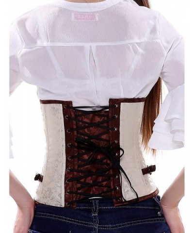 Women's&Lady's Sexy PU Leather Halter Shoulder Straps Underbust Top Overbust Corset Waistcoat Vest - Brown - CK18L4UZNUZ $58....