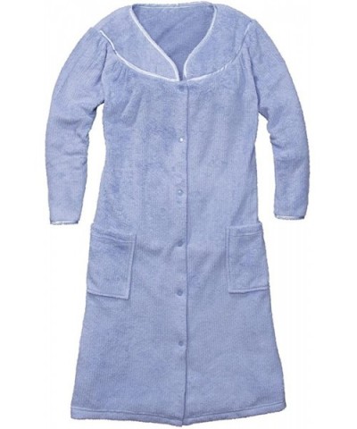 Snap-Front Chenille Duster with Pockets- Medium- Lavender - CE12N6FKCKR $39.79 Nightgowns & Sleepshirts