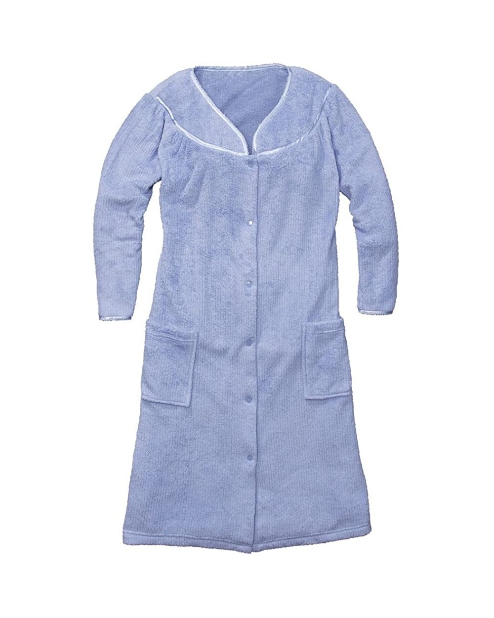 Snap-Front Chenille Duster with Pockets- Medium- Lavender - CE12N6FKCKR $39.79 Nightgowns & Sleepshirts