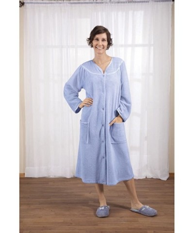 Snap-Front Chenille Duster with Pockets- Medium- Lavender - CE12N6FKCKR $39.79 Nightgowns & Sleepshirts