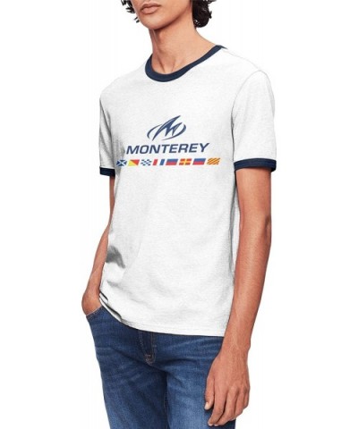 Men's Shirts Loose-Fit Monterey-Boats-Logo-Black- Sports Short Sleeve T Shirt - White-96 - CD18UICTX8O $45.25 Undershirts