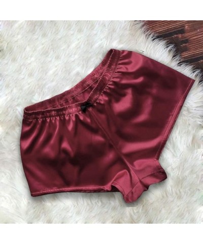 Sleepwear for Women Sexy Satin Lace V Neck Camisole Bowknot Shorts Set Comfortable Pajamas Lingerie - Wine - CH19654IUCW $13....