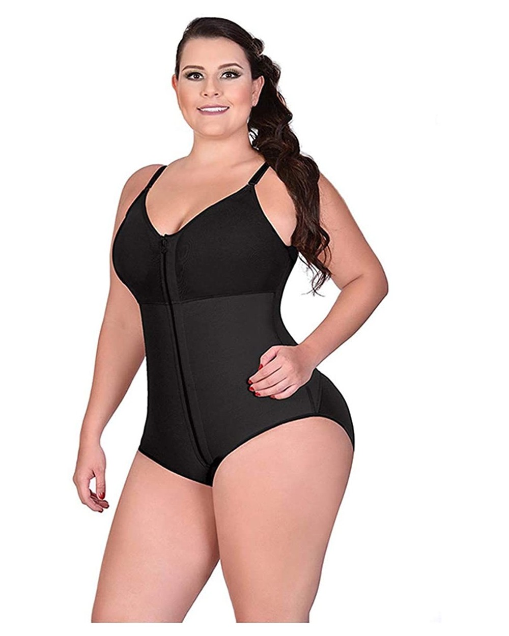 Women's Shapewear Waist Slimming Open-Bust Underwear Butt Lifter Zip Plus Size L-6XL - Black - CS18X945SGR $44.78 Shapewear