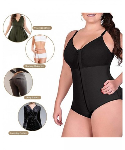 Women's Shapewear Waist Slimming Open-Bust Underwear Butt Lifter Zip Plus Size L-6XL - Black - CS18X945SGR $44.78 Shapewear