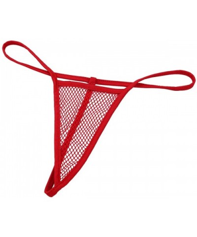 Women's Sheer Fishnet Spaghetti Cami Bodysuit Babydoll Garter Belt with G-String Thongs - Red - CJ18W8X7AA4 $34.18 Baby Dolls...