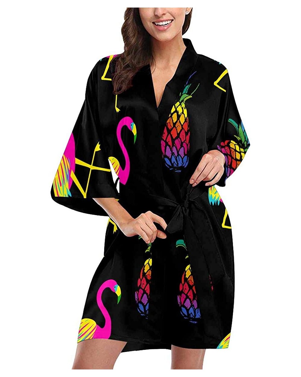 Custom Watercolor Tropical Leopard Animal Women Kimono Robes Beach Cover Up for Parties Wedding XS 2XL Multi 3 - CO190ZCKXY6 ...