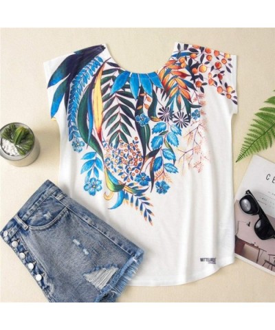 Fashion Womens Summer O-Neck Short Sleeve Print Tee Tops - Q - C41974YZZR4 $14.62 Robes